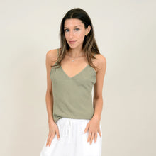 Load image into Gallery viewer, Layla Linen Blend Shoulder Strap Top-Moss
