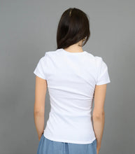 Load image into Gallery viewer, Cecie Ribbed Crew Tee - White
